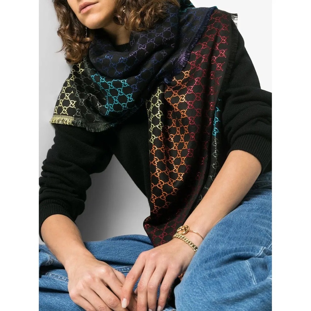 Gucci Rainbow GG Jacquard Shawl